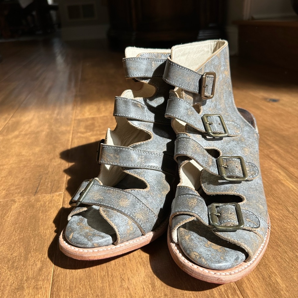Freebird Distressed Brown Ankle Booties with Buckles - Picture 8 of 11